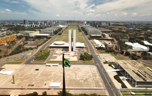 Vista aérea da Esplanada dos Ministérios de Brasília.