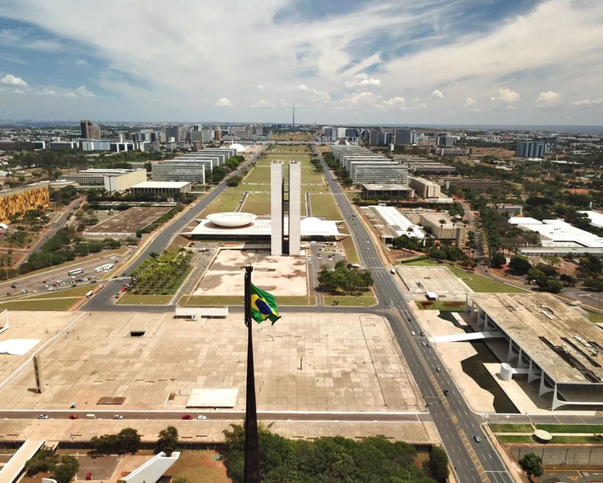 Vista aérea da Esplanada dos Ministérios de Brasília.
