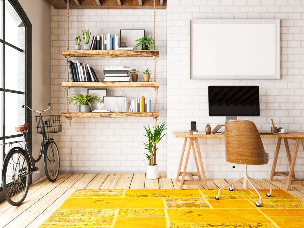 Imagem de uma kitnet compacta e bem decorada com espaço e conforto para o inquilino