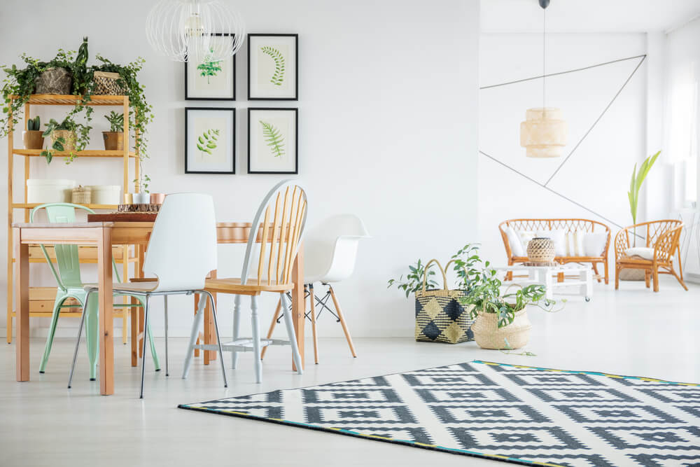 Estilos de decoração - Sala de estar e jantar integradas com decoração escandinava