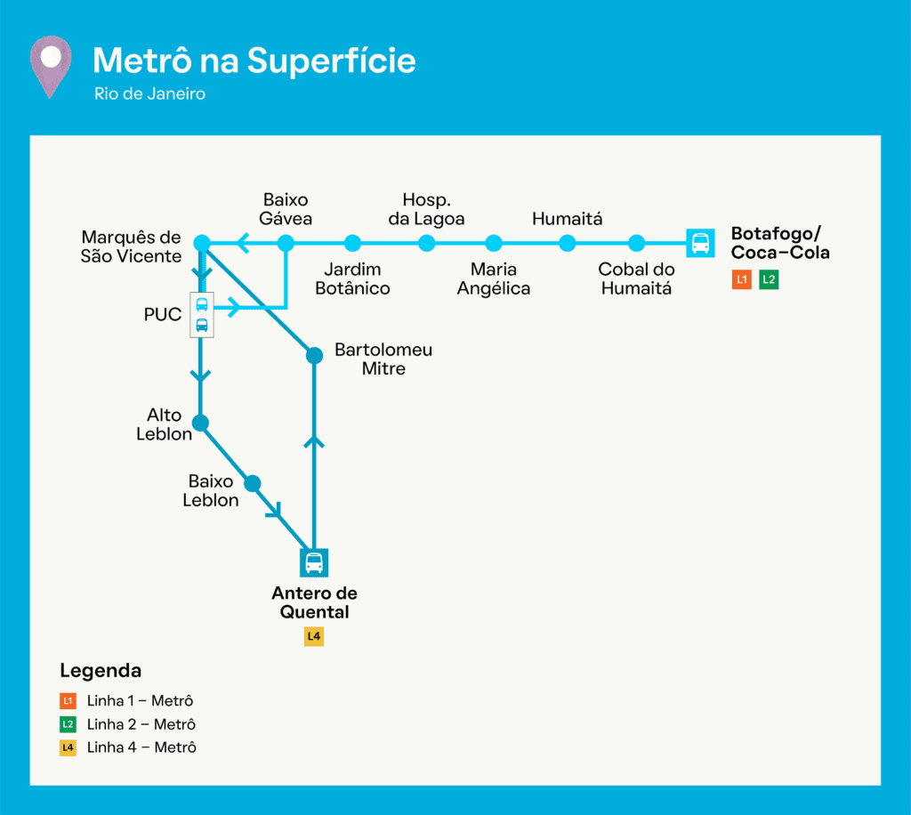 foto que ilustra matéria sobre linhas de metrô rj mostra o mapa do metrô da superfície do metrôrio