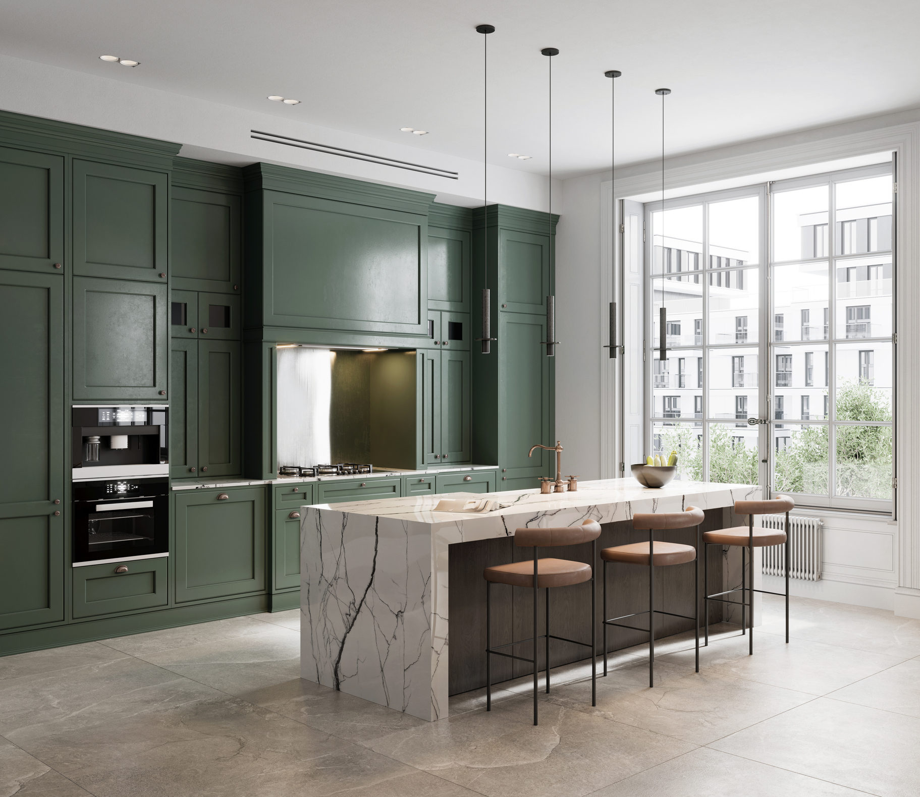 Armários em tom de verde pode dar um toque elegante e moderno a cozinha. 