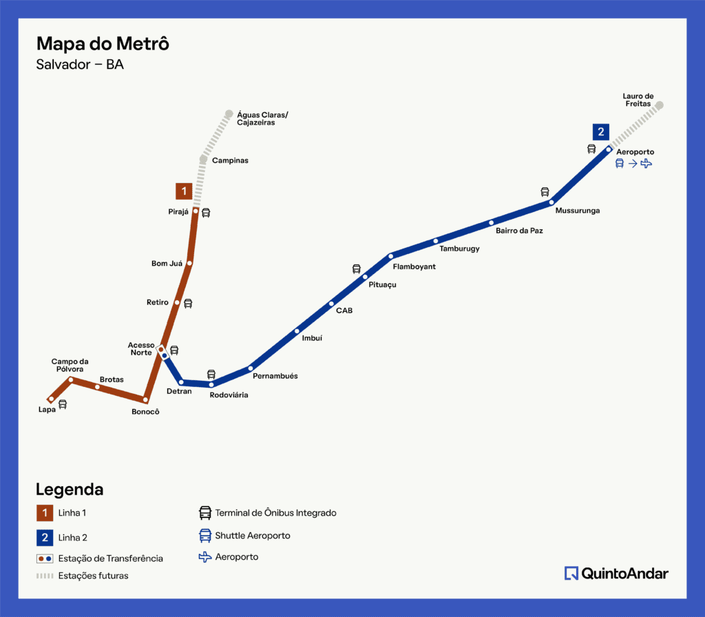 imagem de um mapa com as linhas do metrô Salvador.