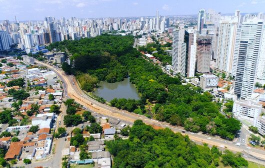 Vista de cima do Parque Areião na cidade de Goiânia.
