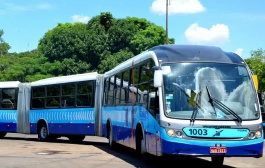 Foto que ilustra matéria sobre o Eixo Anhanguera mostra um dos ônibus articulados do BRT de Goiânia