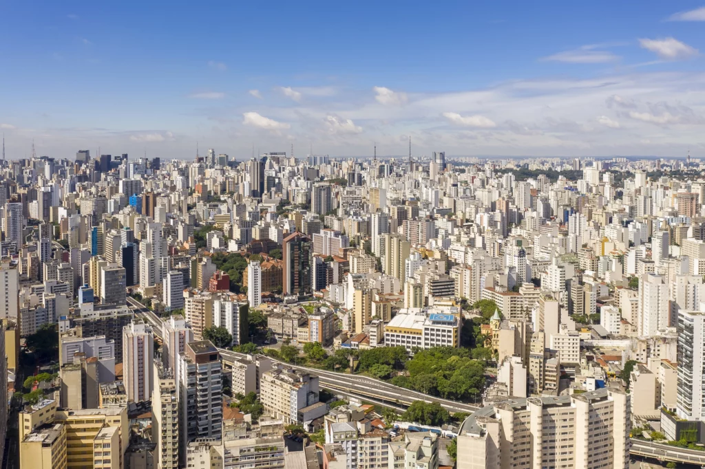 Imagem aérea do bairro Santa Cecília, em São Paulo, para ilusrtar matéria sobre qual o melhor bairro para morar no Brasil