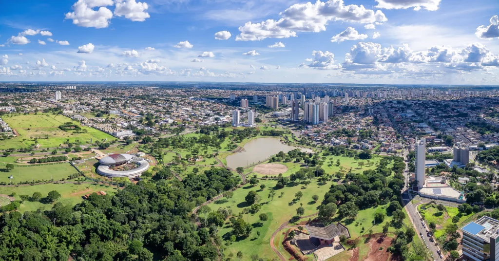 Imagem da vista aérea de Campo Grande, capital do Mato Grosso do Sul