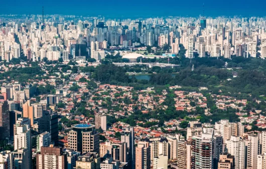 Vista aérea do bairro Moema de São Paulo.