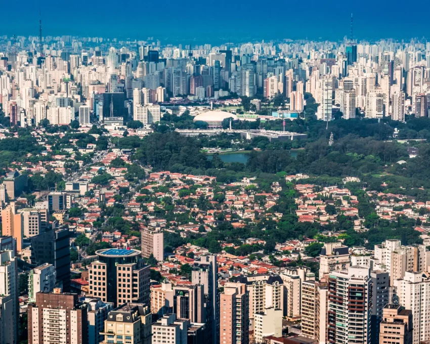 Vista aérea do bairro Moema de São Paulo.